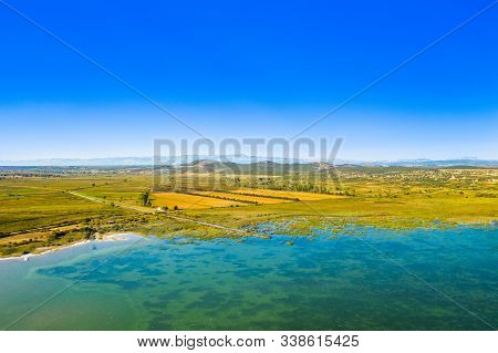 Aerial View Of The Beautiful Ornithological Nature Park And Vrana Lake (vransko Jezero) In Dalmatia,