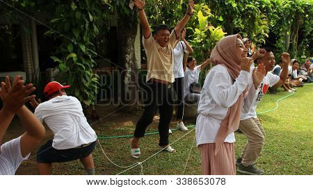 A Group Of People Are Doing Game Activities To Support Team Cohesiveness, Magelang Indonesia, 30 Nov