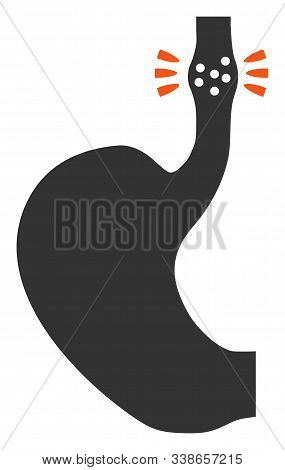Esophageal Cancer Raster Icon. Flat Esophageal Cancer Pictogram Is Isolated On A White Background.