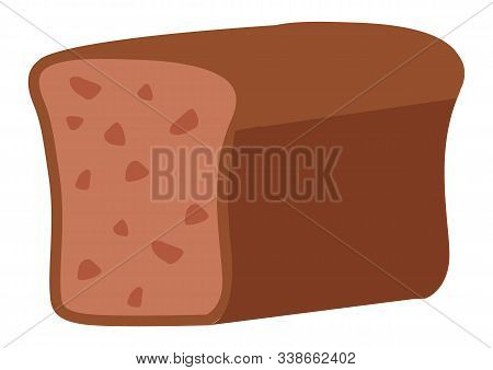 Baked Loaf Of Rye Bread, Isolated Tasty Food Made Of Wholegrain Flour. Slice Of Product Served For D