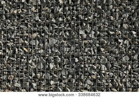 Gabion, Texture, Background. Gabion Net Frequent Part (design). New Technologies In The Manufacture 