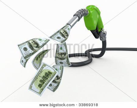 Gaz Pompa meme ve beyaz zemin üzerine dolar. 3D