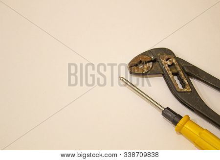 Screw Driver Yellow Colors Isolated On White Background