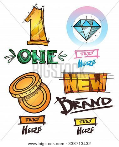 Set Of Social Icons In Hand-drawn Drawing Style. Sketch Of Various Goods And Objects. Elements For I