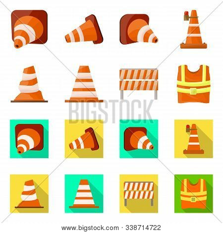 Vector Illustration Of Obstacle And Transportation Symbol. Set Of Obstacle And Equipment Vector Icon