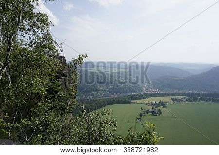 View From The Lilienstein Hill To The Village Konigstein, Germany