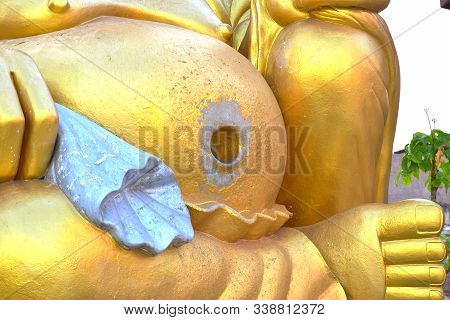 Navel Of Katyayana Statue At Wat Sangkat Rattana Khiri In Uthai Thani Province, Thailand. Buddhism B