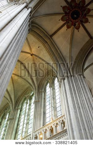 Bayeux, France - August 17, 2014: interior view of Cathedral of Our Lady of Bayeux.