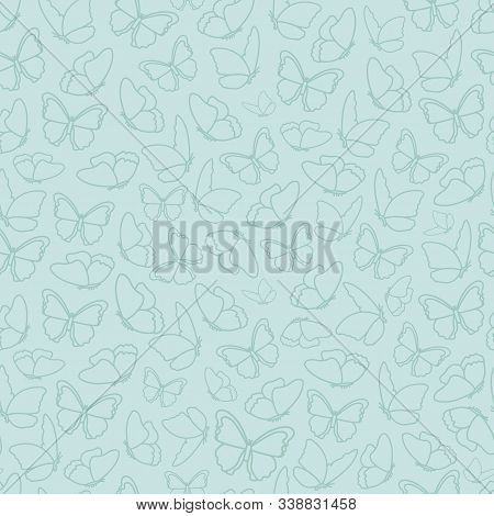 Vector Pattern With Green Butterflies, One Of 