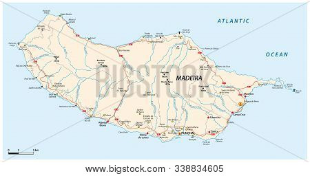 Road Map Of The Portuguese Island Of Madeira
