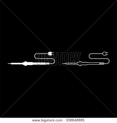 Electric Soldering Iron For Radio Repair Work Icon Outline Set White Color Vector Illustration Flat 