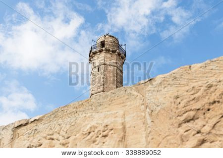 Jerusalem, Israel, December 07, 2019 : The Minaret Of The Mosque Located On The Territory Of The Gra