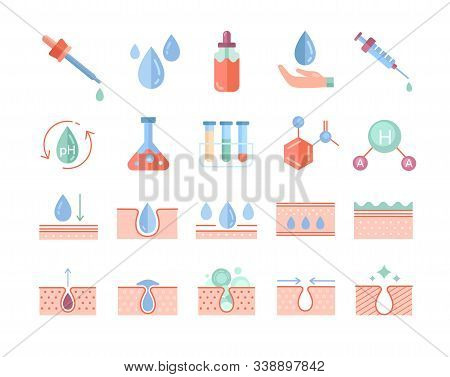 Colorful Skin Care And Beauty Cosmetics Icons Set. Vector Illustration