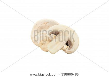 Сhampignon Mushrooms Isolated On White Background, Close Up