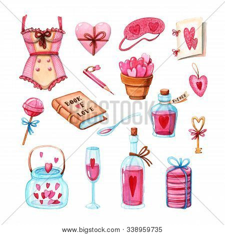 Lovely Pink Watercolor Valentine's Day Set