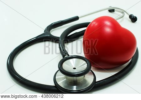 Stethoscope And Heart Isolated On The White Background