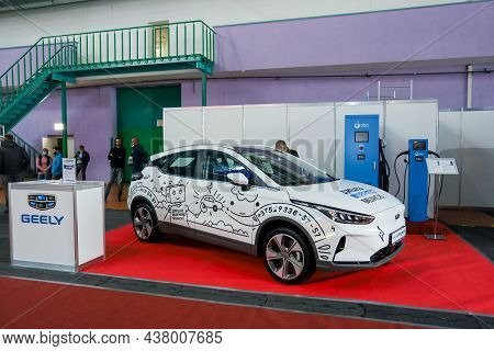 Minsk. Belarus: 12.10.2021 - The Car Of The Geely Center Minsk At The Energy Expo Exhibition In Mins