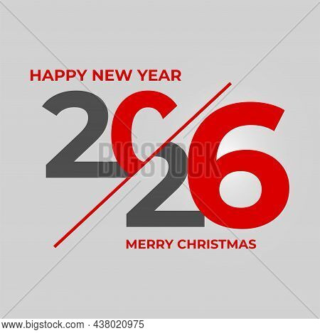 2026 Happy New Year Logo Text Design. 2026 Number Design Template. Vector Illustration With Black La