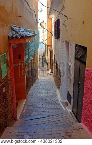 Old street in Moulay Idriss Morocco Africa