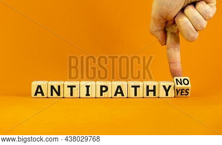 Antipathy Yes Or No Symbol. Psychologist Turns A Wooden Cube And Change Words 'antipathy No' To 'ant