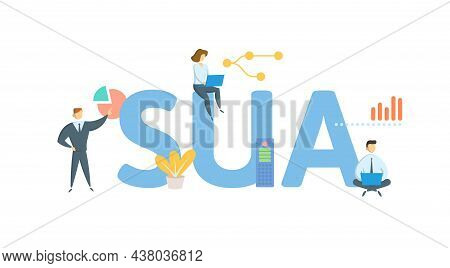 Sua, Start Up Agreement. Concept With Keyword, People And Icons. Flat Vector Illustration. Isolated 