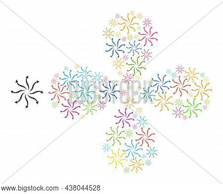Cyclone Rotation Arrows Icon Bright Rotation Motion Shape. Object Flower With 4 Petals Done From Ran
