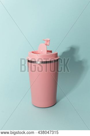 Pinck Hermo Coffee Mug On Blue Background