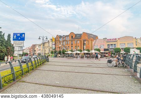 Malbork, Poland - July 26, 2021: Kazimierz Jagiellonczyk Square.