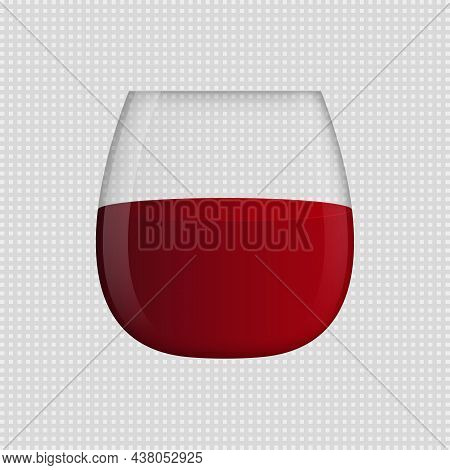 Stemless Wine Glass With Red Wine. No Stem Wine Glass. Transparent Background. Vector Clipart.