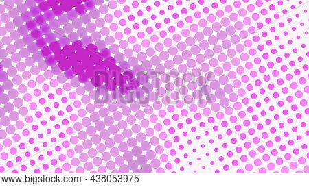 Dot Pattern On White Background Moves Like Waves. Design. Colored Dots Of Different Sizes Move Creat