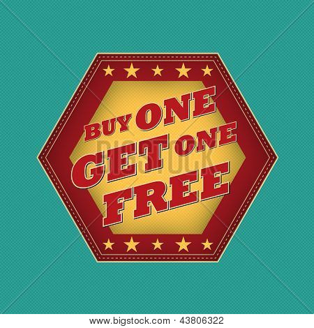 Buy One Get One Free - etichetta retrò