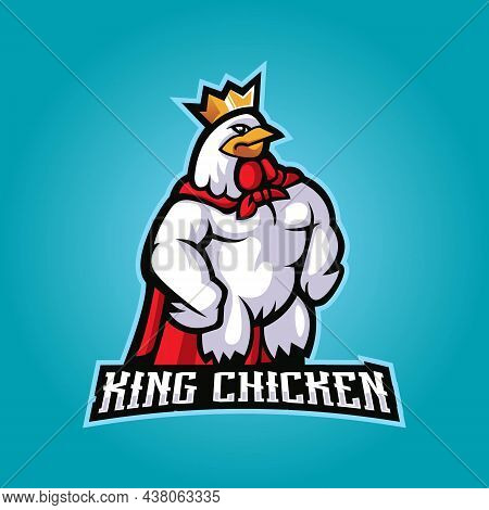 King Chicken Rooster Cartoon Mascot Logo Illustration