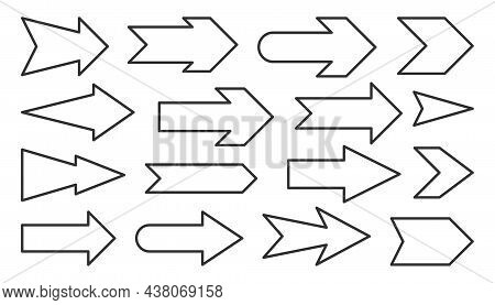 Arrow Pointers Black Line Set. Simple Interface Directions. Web Design Conceptual Graphic Signage. V