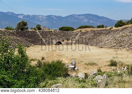 Geyre, Turkey - May 30, 2021: It Is One Of The Largest Preserved Ancient Stadiums In The World Among