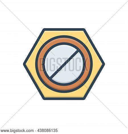Color Illustration Icon For Nut Screw Hardware Bolt Construction Collection Tool Rivet Screwhead
