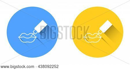 White Lip Augmentation Icon Isolated With Long Shadow Background. Hyaluronic Acid Lips Injection. Co