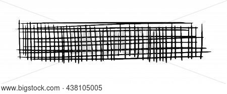 Doodle Checkered Rectangle. Drawn Hatching Lines In The Shape Of A Long Rectangle. Scribble Object C