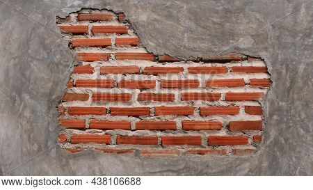 The Old Cement Wall Was Weathered, The Surface Was Scratched, The Surface Was Scratched And Damaged.