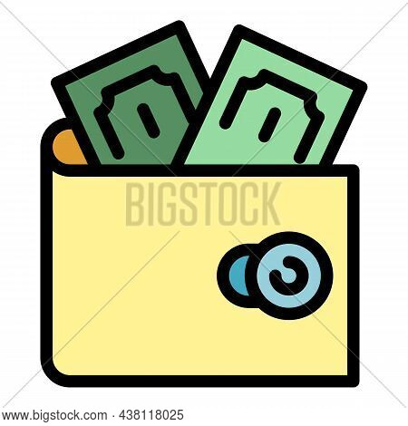 Money Wallet Allowance Icon. Outline Money Wallet Allowance Vector Icon Color Flat Isolated