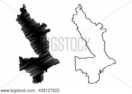 Rupnagar District (punjab State, Republic Of India) Map Vector Illustration, Scribble Sketch Rupnaga