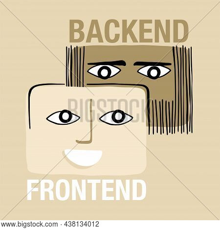 Frontend And Backend Developers. Two Abstract Persons With Different Visual Appearance