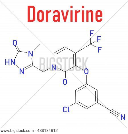 Doravirine Hiv Drug Molecule Non-nucleoside Reverse Transcriptase Inhibitor. Skeletal Formula.