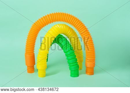 Composition From Colorful Pop Tubes,staying Like Arch - Finger Antistress Toys For Adults And Childr