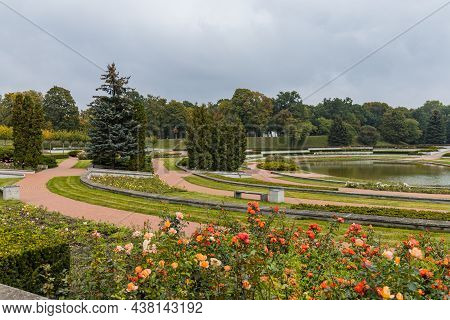 Small Lake And Rosarium In Cytadela Park At Autumn