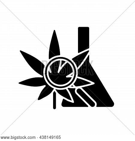 Medical Cannabis Research Black Glyph Icon. Plant-based Medicine Evaluation. Medicinal Marijuana Dis