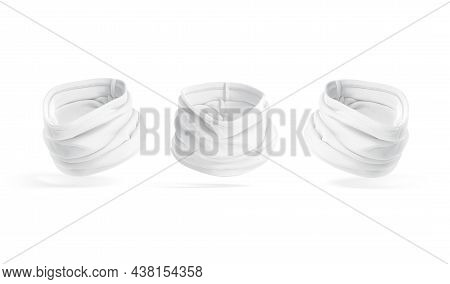 Blank White Folded Neck Gaiter Mockup, Front And Side View, 3d Rendering. Empty Protective Fleece Ne