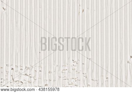 White, Corrugated, Torn Carton, Cardbox Or Cardboard Paper Background Texture Close Up Flat Lay From