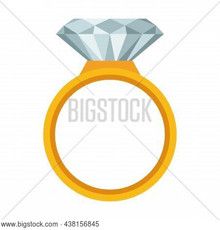 Illustration Of Beautiful Gold Jewelry Ring With Precious Stone.
