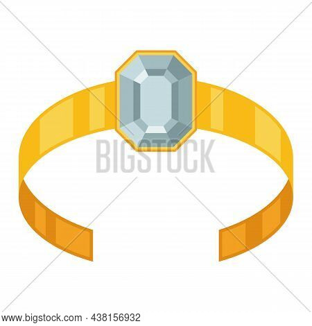 Illustration Of Beautiful Gold Jewelry Bracelet With Precious Stone.