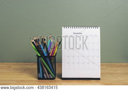 2022 Calendar Desk Place On Table. Desktop Calender For Planner To Plan Agenda, Timetable, Appointme